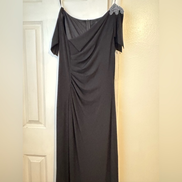 David Meister Black Ruched & Beaded Jersey Elegant Gown Dress Sz6 $398 retail - Picture 9 of 10